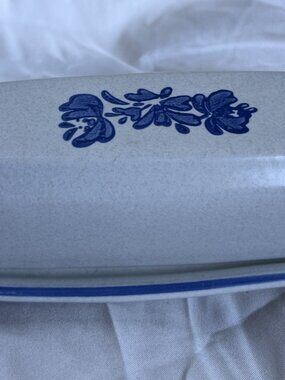 Pfaltzgraff Yorktowne Blue Floral Stoneware Covered Butter Dish